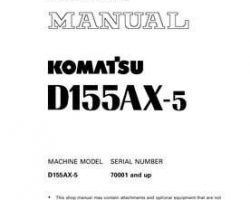 Komatsu Bulldozers Model D155Ax-5 Shop Service Repair Manual - S/N 70001-76000