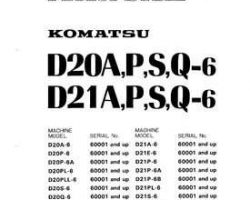 Komatsu Bulldozers Model D20A-6-Trimming Dozer Shop Service Repair Manual - S/N 60001-UP