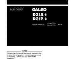 Komatsu Bulldozers Model D21A-8 Owner Operator Maintenance Manual - S/N 83001-UP
