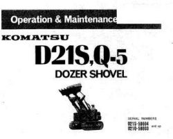 Komatsu Bulldozers Model D21Q-5 Owner Operator Maintenance Manual - S/N 50003-UP