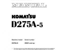 Komatsu Bulldozers Model D275A-5 Shop Service Repair Manual - S/N 25001-UP