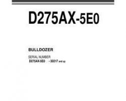 Komatsu Bulldozers Model D275Ax-5-E0 Owner Operator Maintenance Manual - S/N 30217-UP