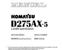 Komatsu Bulldozers Model D275Ax-5-Landfill Shop Service Repair Manual - S/N 20001-UP