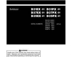 Komatsu Bulldozers Model D31Ex-21 Owner Operator Maintenance Manual - S/N 50501-UP