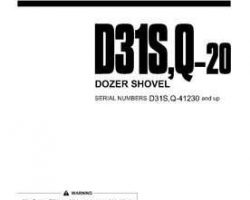 Komatsu Bulldozers Model D31Q-20 Owner Operator Maintenance Manual - S/N 41230-UP