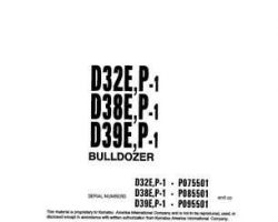 Komatsu Bulldozers Model D32P-1 Owner Operator Maintenance Manual - S/N P075501-P075717