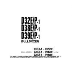 Komatsu Bulldozers Model D32P-1 Shop Service Repair Manual - S/N P075501-P075717