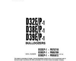 Komatsu Bulldozers Model D32P-1 Owner Operator Maintenance Manual - S/N P075718-P076092