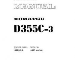 Komatsu Bulldozers Model D355C-3 Shop Service Repair Manual - S/N 4001-UP