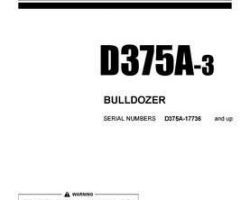 Komatsu Bulldozers Model D375A-3 For Canada Owner Operator Maintenance Manual - S/N 17736-UP