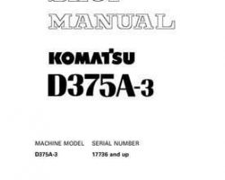 Komatsu Bulldozers Model D375A-3--50C Degree For Canada Shop Service Repair Manual - S/N 17736-UP