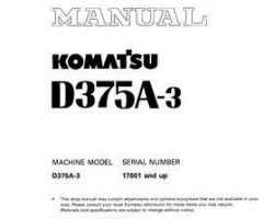 Komatsu Bulldozers Model D375A-3-6-Track Roller Shop Service Repair Manual - S/N 17001-UP