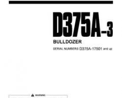 Komatsu Bulldozers Model D375A-3 Roller Owner Operator Maintenance Manual - S/N 17501-UP