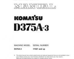 Komatsu Bulldozers Model D375A-3-7-Track Roller Shop Service Repair Manual - S/N 17501-UP