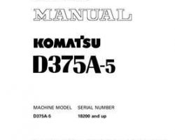 Komatsu Bulldozers Model D375A-5--50C Degree Shop Service Repair Manual - S/N 18200-UP