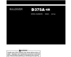 Komatsu Bulldozers Model D375A-6-R Owner Operator Maintenance Manual - S/N 65001-UP