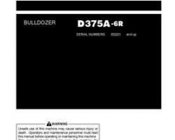 Komatsu Bulldozers Models D375A-6-R, For Dso Owner Operator Maintenance Manual - S/N 65001-UP