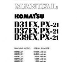 Komatsu Bulldozers Model D37Ex-21 Shop Service Repair Manual - S/N 5501-UP