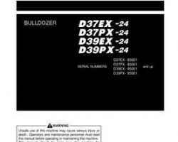 Komatsu Bulldozers Model D37Ex-24 Owner Operator Maintenance Manual - S/N 85001-UP