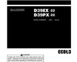 Komatsu Bulldozers Model D39Ex-22 Owner Operator Maintenance Manual - S/N 3001-3439