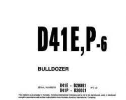 Komatsu Bulldozers Model D41E-6 Owner Operator Maintenance Manual - S/N B20001-B20500