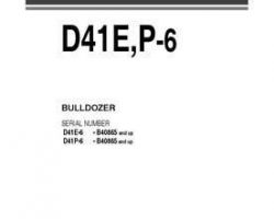 Komatsu Bulldozers Model D41E-6 Owner Operator Maintenance Manual - S/N B40865-UP