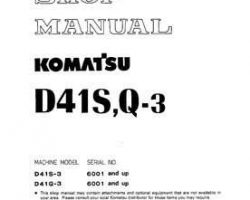 Komatsu Bulldozers Model D41S-3 Shop Service Repair Manual - S/N 6001-UP