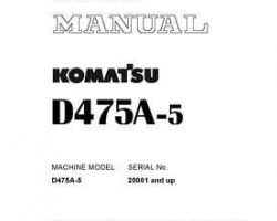 Komatsu Bulldozers Model D475A-5 Shop Service Repair Manual - S/N 20001-UP