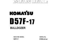 Komatsu Bulldozers Model D50F-17 Shop Service Repair Manual - S/N 81288-UP