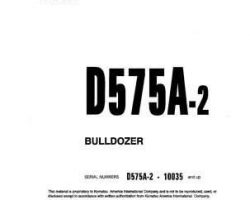 Komatsu Bulldozers Model D575A-2 Owner Operator Maintenance Manual - S/N 10035-UP