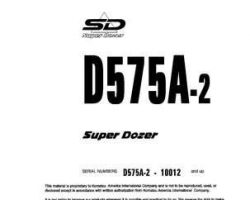 Komatsu Bulldozers Model D575A-2-Super Dozer Owner Operator Maintenance Manual - S/N 10012-UP