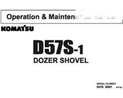 Komatsu Bulldozers Model D57S-1 Owner Operator Maintenance Manual - S/N 20001-UP