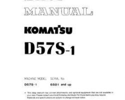 Komatsu Bulldozers Model D57S-1 Shop Service Repair Manual - S/N 20001-UP