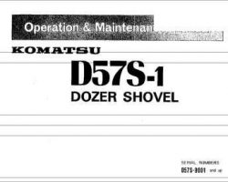 Komatsu Bulldozers Model D57S-1 Owner Operator Maintenance Manual - S/N 9001-20000
