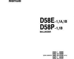 Komatsu Bulldozers Model D58E-1 Owner Operator Maintenance Manual - S/N 80888-UP