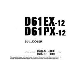 Komatsu Bulldozers Model D61Ex-12 Owner Operator Maintenance Manual - S/N B1501-B3000