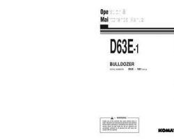 Komatsu Bulldozers Model D63E-1 Owner Operator Maintenance Manual - S/N 1001-UP