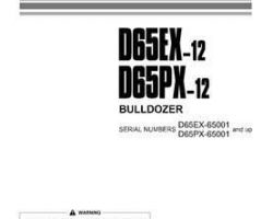 Komatsu Bulldozers Model D65Ex-12 Owner Operator Maintenance Manual - S/N 65001-UP