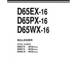 Komatsu Bulldozers Model D65Ex-16 Owner Operator Maintenance Manual - S/N 80159-UP