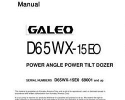 Komatsu Bulldozers Models D65Wx-15-E0, Power Angle Tilt Shop Service Repair Manual - S/N 69001-UP