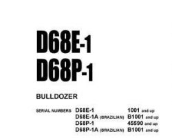 Komatsu Bulldozers Model D68E-1 Shop Service Repair Manual - S/N 1001-UP