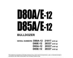 Komatsu Bulldozers Model D80E-12 Shop Service Repair Manual - S/N 20337-UP
