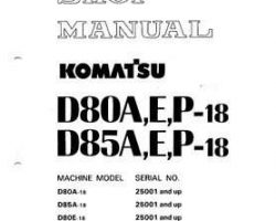 Komatsu Bulldozers Model D80E-18 Shop Service Repair Manual - S/N 25001-UP