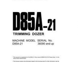 Komatsu Bulldozers Model D85A-21-B Shop Service Repair Manual - S/N 36090-UP