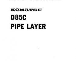 Komatsu Bulldozers Model D85C-12 Shop Service Repair Manual - S/N ---