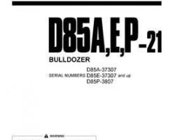 Komatsu Bulldozers Model D85E-21 Owner Operator Maintenance Manual - S/N 37307-UP