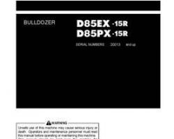 Komatsu Bulldozers Model D85Ex-15-R Owner Operator Maintenance Manual - S/N 20013-UP