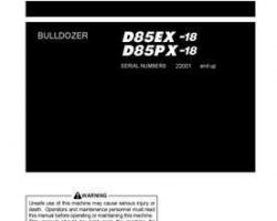 Komatsu Bulldozers Model D85Ex-18 Owner Operator Maintenance Manual - S/N 22001-22060