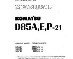 Komatsu Bulldozers Model D85P-21 Shop Service Repair Manual - S/N 3001-UP