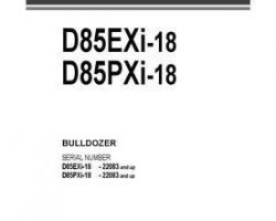 Komatsu Bulldozers Model D85Pxi-18 Owner Operator Maintenance Manual - S/N 22083-UP